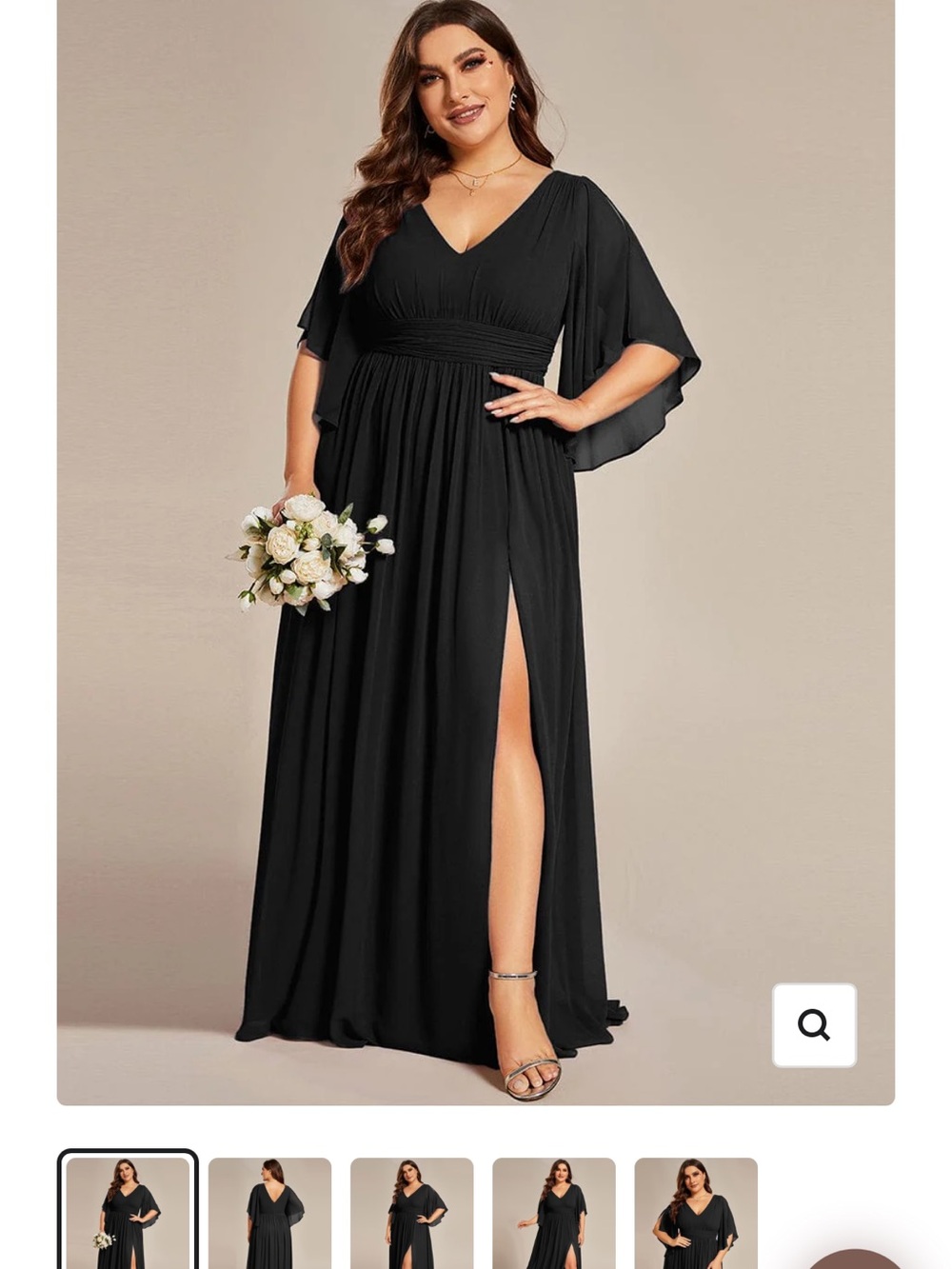 Ever Pretty Black V-Neck Maxi Dress with Side Slit